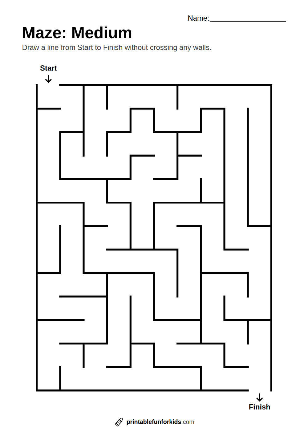 Medium printable maze with a start and finish